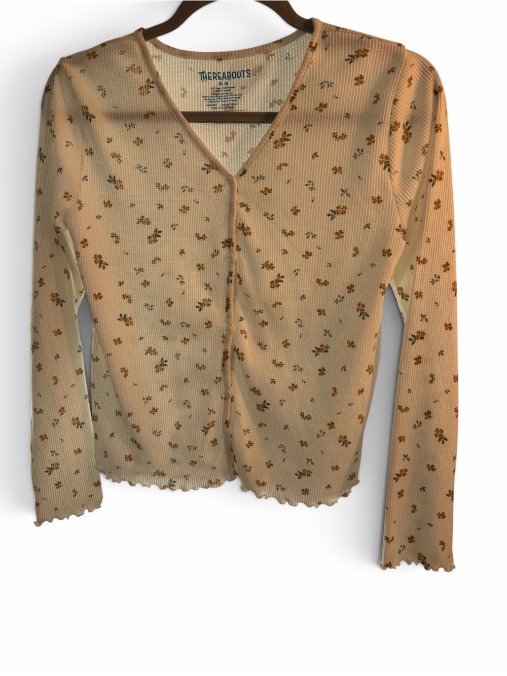 Thereabouts Girls' Cream Floral Button-Front Top